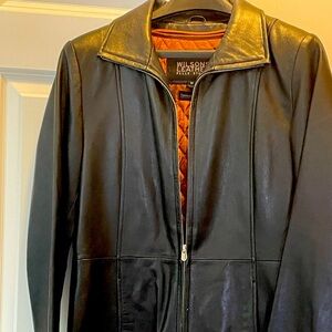 Ladies soft leather jacket insulated